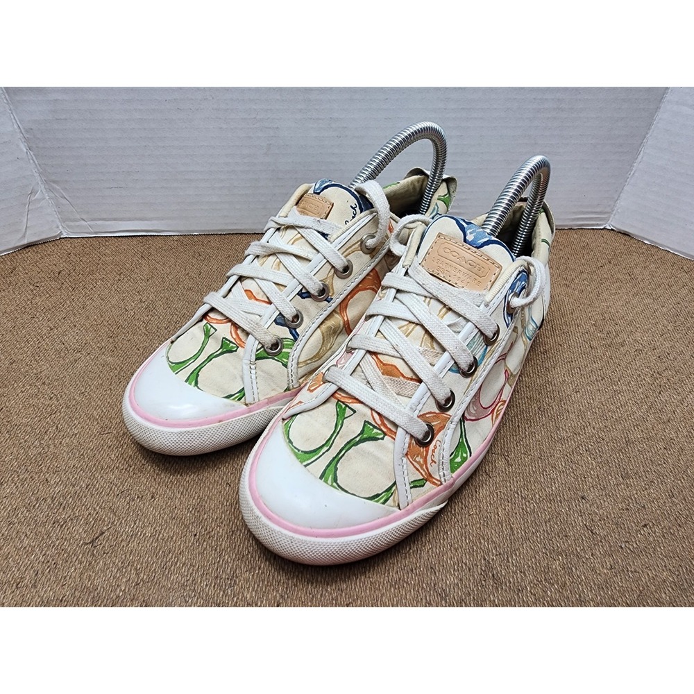 Coach Ladies 7 M Barrett Multicolor  Signature C Logo Sneaker F0007/L06
